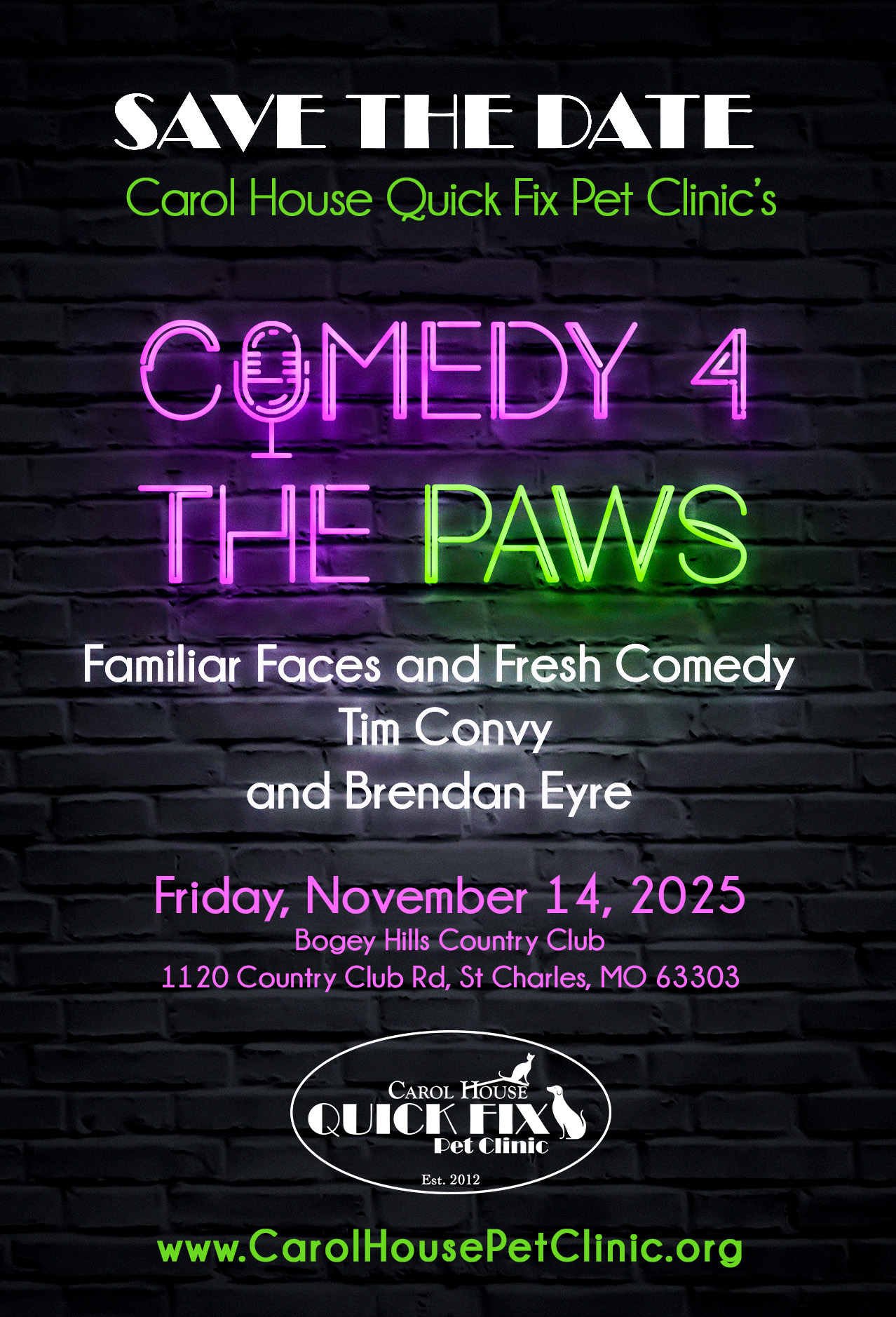 2025 Comendy 4 Paws Save the Date Print